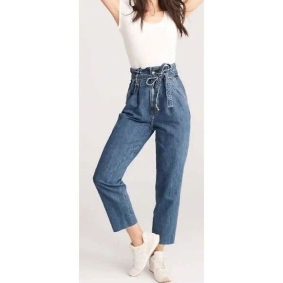 Abercrombie & Fitch High Rise Paper Bag Mom Jeans - Women’s 25 - Picture 1 of 8